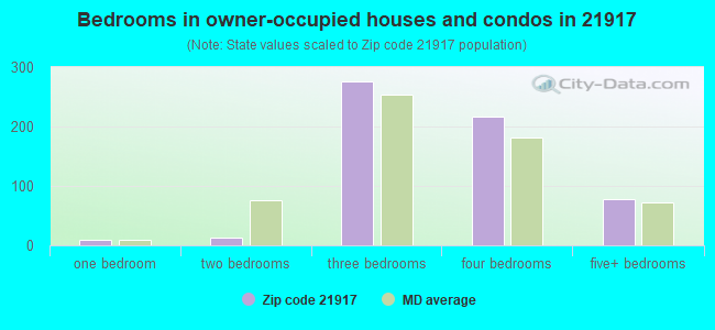 Bedrooms in owner-occupied houses and condos in 21917 