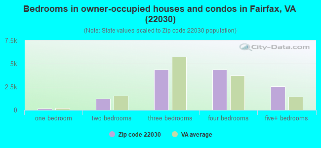 Bedrooms in owner-occupied houses and condos in Fairfax, VA (22030) 