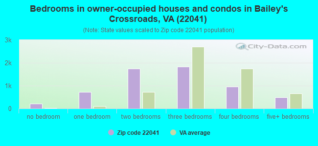 Bedrooms in owner-occupied houses and condos in Bailey's Crossroads, VA (22041) 