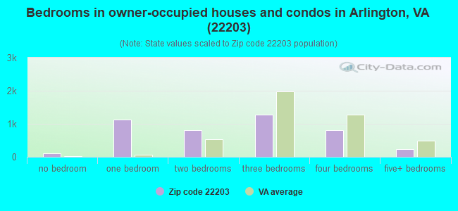 Bedrooms in owner-occupied houses and condos in Arlington, VA (22203) 