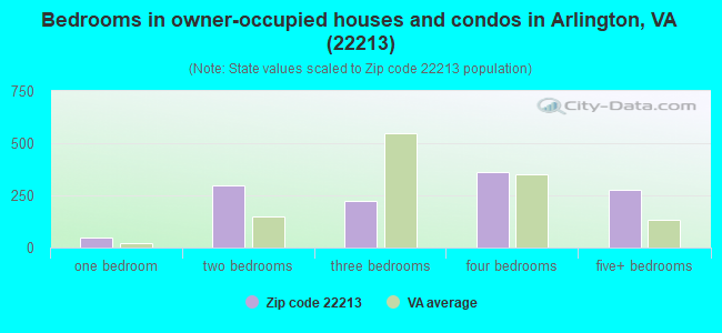 Bedrooms in owner-occupied houses and condos in Arlington, VA (22213) 