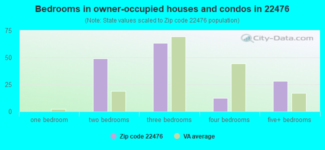 Bedrooms in owner-occupied houses and condos in 22476 