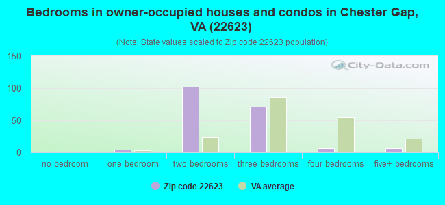 Bedrooms in owner-occupied houses and condos in Chester Gap, VA (22623) 
