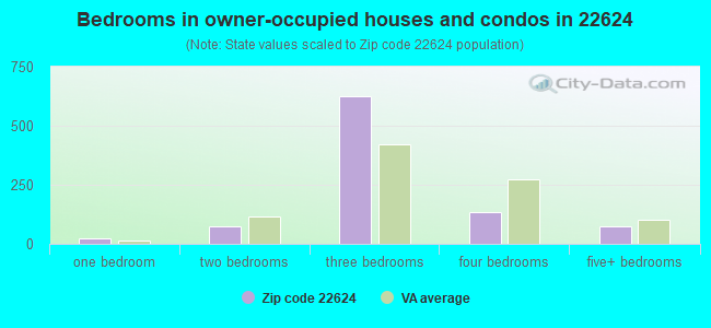 Bedrooms in owner-occupied houses and condos in 22624 