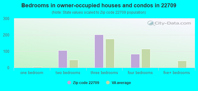 Bedrooms in owner-occupied houses and condos in 22709 