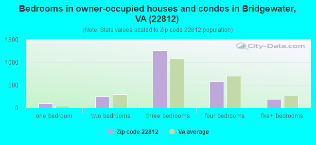 Bedrooms in owner-occupied houses and condos in Bridgewater, VA (22812) 