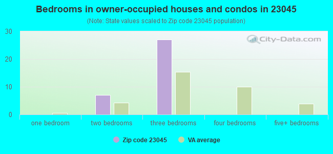 Bedrooms in owner-occupied houses and condos in 23045 