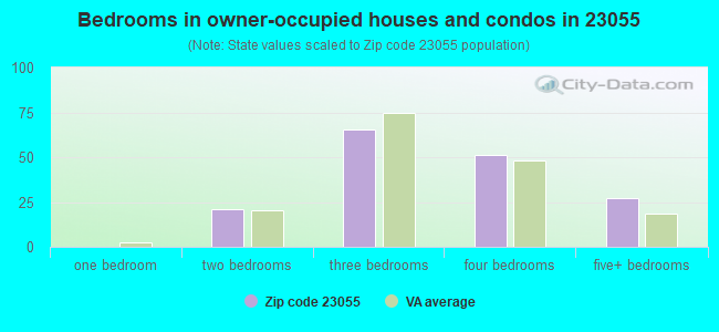 Bedrooms in owner-occupied houses and condos in 23055 