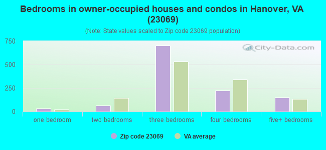 Bedrooms in owner-occupied houses and condos in Hanover, VA (23069) 