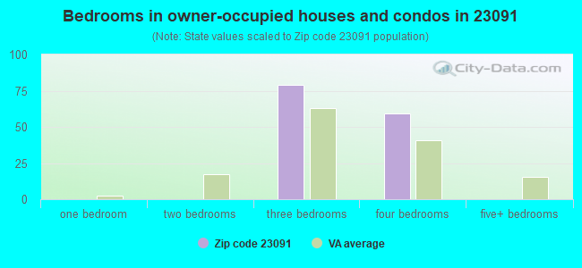 Bedrooms in owner-occupied houses and condos in 23091 