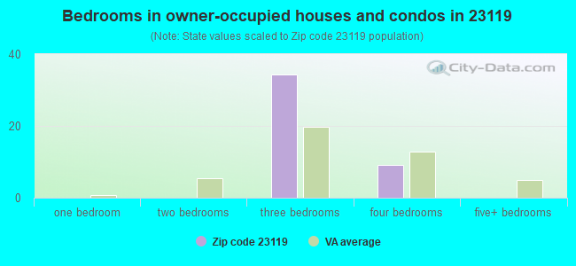 Bedrooms in owner-occupied houses and condos in 23119 