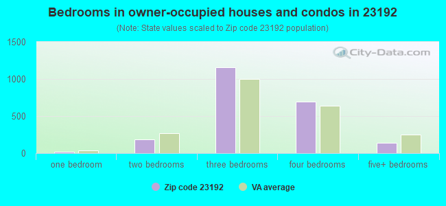 Bedrooms in owner-occupied houses and condos in 23192 