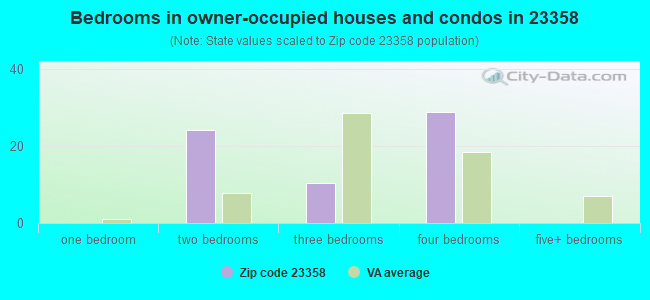 Bedrooms in owner-occupied houses and condos in 23358 