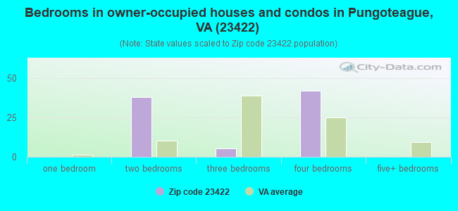 Bedrooms in owner-occupied houses and condos in Pungoteague, VA (23422) 