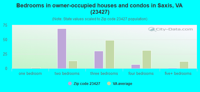Bedrooms in owner-occupied houses and condos in Saxis, VA (23427) 