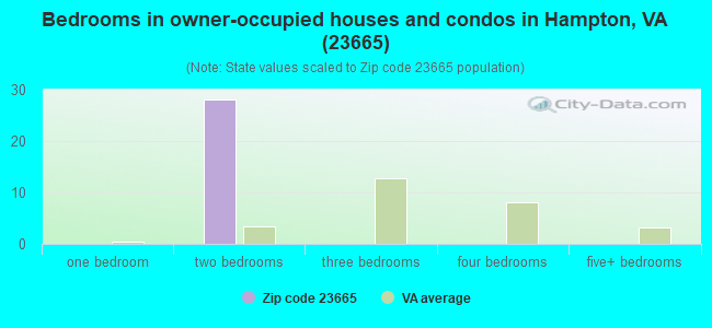 Bedrooms in owner-occupied houses and condos in Hampton, VA (23665) 