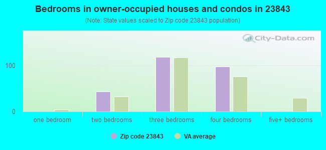 Bedrooms in owner-occupied houses and condos in 23843 