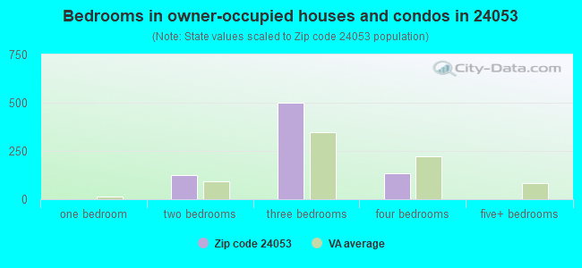 Bedrooms in owner-occupied houses and condos in 24053 