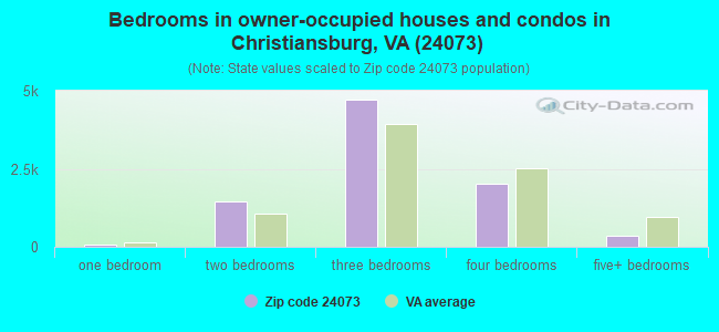 Bedrooms in owner-occupied houses and condos in Christiansburg, VA (24073) 