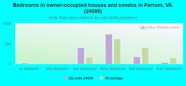 Bedrooms in owner-occupied houses and condos in Ferrum, VA (24088) 