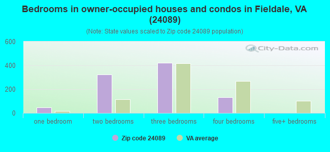 Bedrooms in owner-occupied houses and condos in Fieldale, VA (24089) 