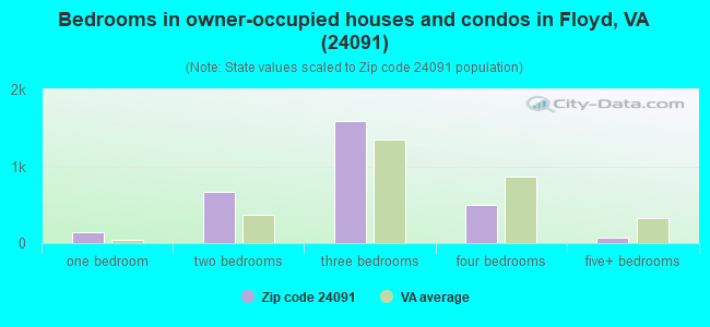 Bedrooms in owner-occupied houses and condos in Floyd, VA (24091) 