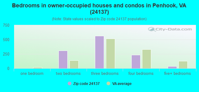 Bedrooms in owner-occupied houses and condos in Penhook, VA (24137) 