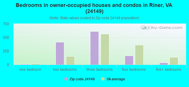 Bedrooms in owner-occupied houses and condos in Riner, VA (24149) 