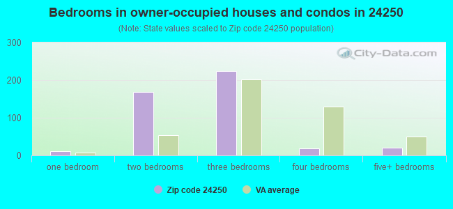 Bedrooms in owner-occupied houses and condos in 24250 