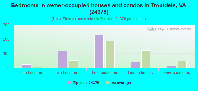 Bedrooms in owner-occupied houses and condos in Troutdale, VA (24378) 