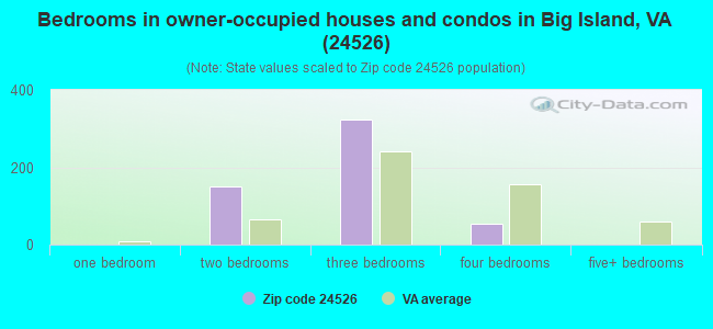 Bedrooms in owner-occupied houses and condos in Big Island, VA (24526) 