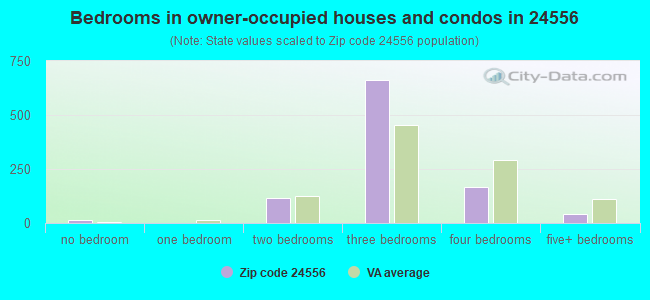 Bedrooms in owner-occupied houses and condos in 24556 
