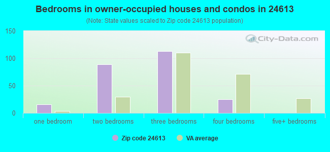Bedrooms in owner-occupied houses and condos in 24613 