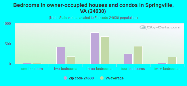 Bedrooms in owner-occupied houses and condos in Springville, VA (24630) 