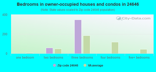 Bedrooms in owner-occupied houses and condos in 24646 