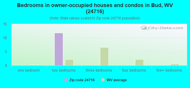 Bedrooms in owner-occupied houses and condos in Bud, WV (24716) 