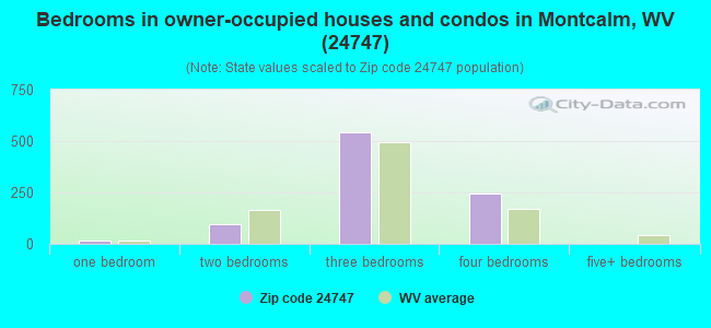 Bedrooms in owner-occupied houses and condos in Montcalm, WV (24747) 