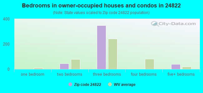 Bedrooms in owner-occupied houses and condos in 24822 