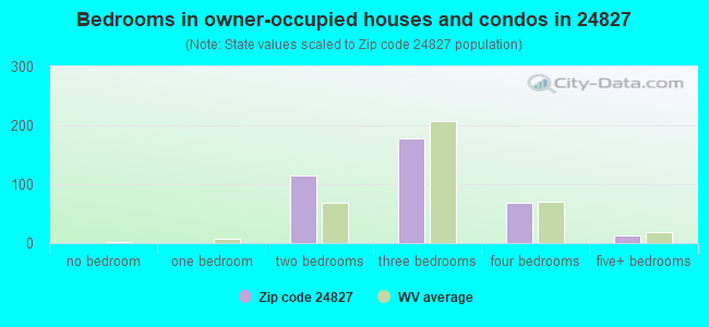 Bedrooms in owner-occupied houses and condos in 24827 
