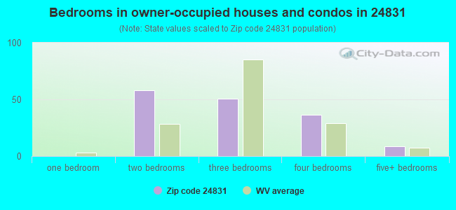 Bedrooms in owner-occupied houses and condos in 24831 