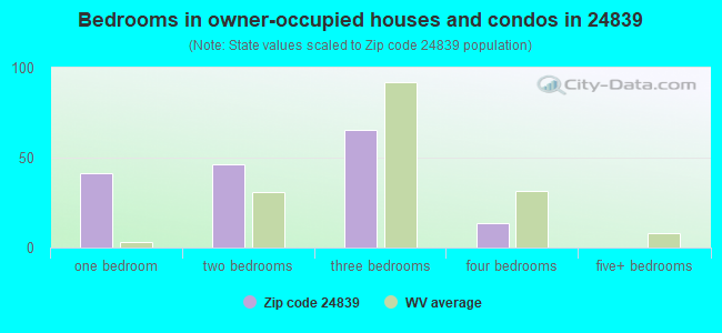 Bedrooms in owner-occupied houses and condos in 24839 