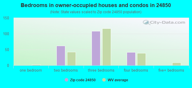 Bedrooms in owner-occupied houses and condos in 24850 