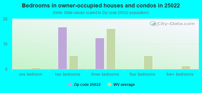 Bedrooms in owner-occupied houses and condos in 25022 