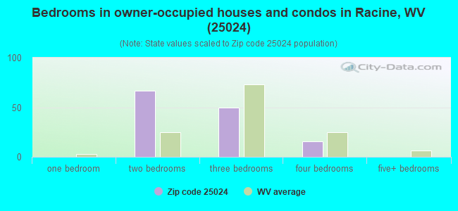 Bedrooms in owner-occupied houses and condos in Racine, WV (25024) 