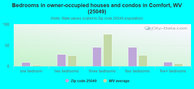 Bedrooms in owner-occupied houses and condos in Comfort, WV (25049) 