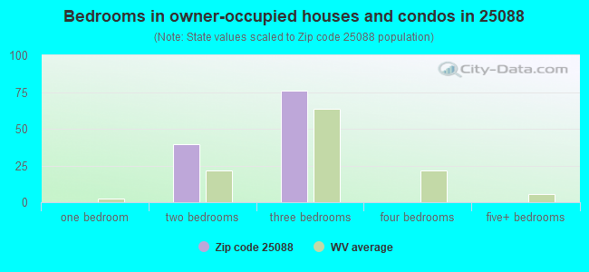 Bedrooms in owner-occupied houses and condos in 25088 