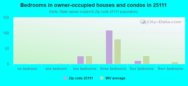 Bedrooms in owner-occupied houses and condos in 25111 