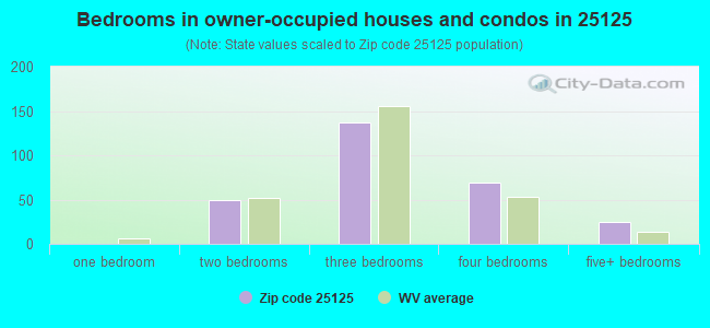 Bedrooms in owner-occupied houses and condos in 25125 