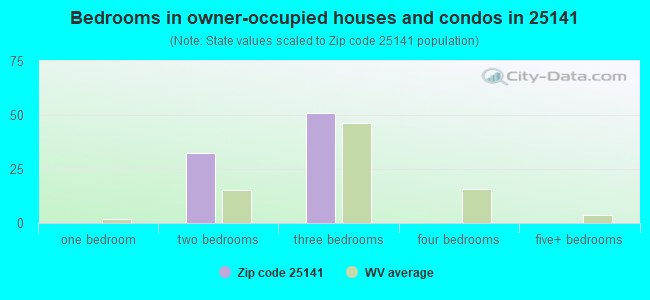 Bedrooms in owner-occupied houses and condos in 25141 