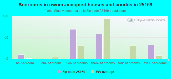 Bedrooms in owner-occupied houses and condos in 25169 